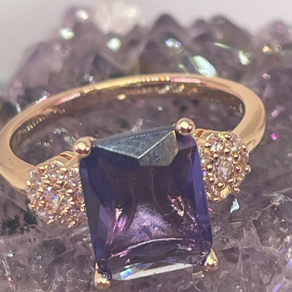 14K ROLLED AMETHYST & SAPPHIRE Ring & Earrings Set. - Picture 14 of 15